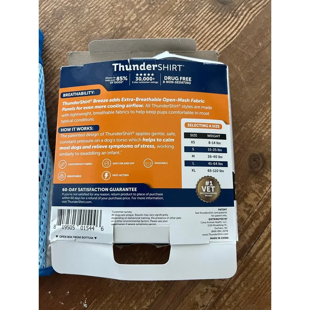 NIB thunder shirt breeze calming wrap anxiety fireworks thunder small 15-25lb